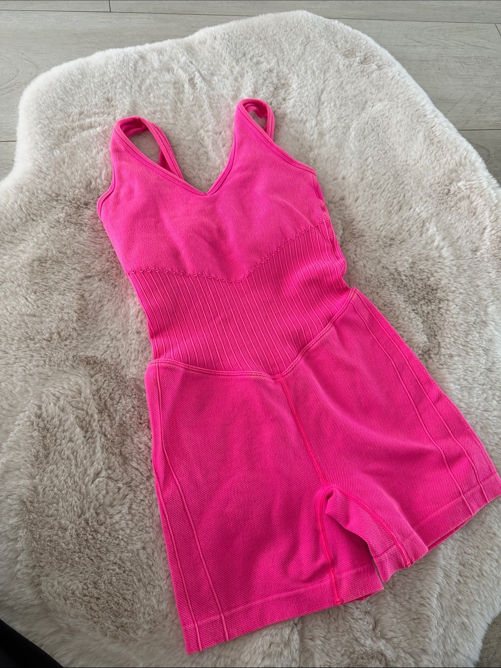 JoyLab Bright Pink Ribbed Romper